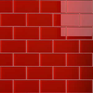 Crystile Ruby Red 3 in. X 6 in. Glossy Glass Subway Tile (10 sq. ft./Case)