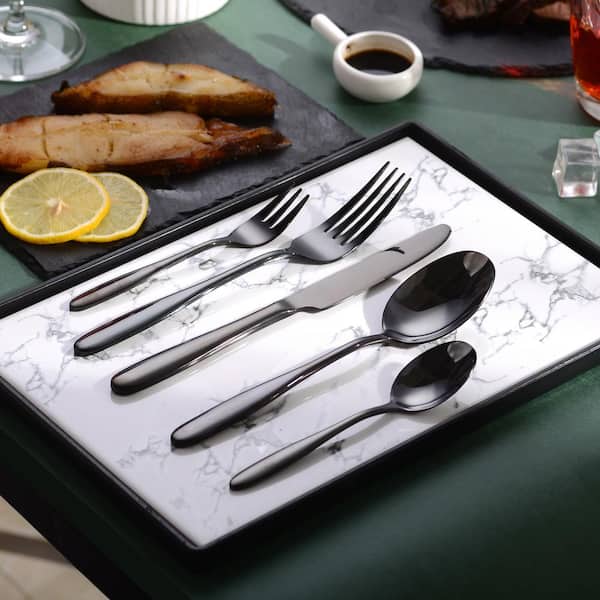 Solid Pigmented Stainless Steel Cutlery Set Silverware Fork Spoon