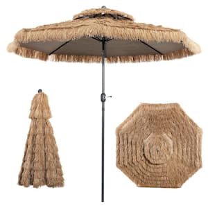 10 ft. Hawaiian Style Thatched Tiki Market Patio Umbrella for Beach and Poolside in Natural