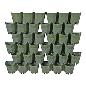 Olive Green Plastic 36-Pockets Self-Watering Vertical-Wall Garden Planters (12 Sets of 3)