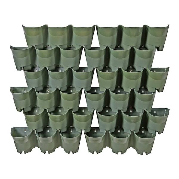 Worth Garden Olive Green Plastic 36-Pockets Self-Watering Vertical-Wall Garden Planters (12 Sets of 3)