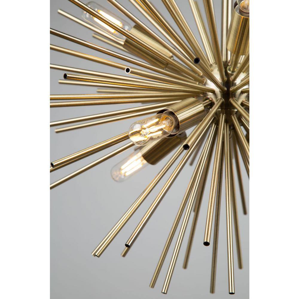 Satin Brass Sputnik 8-Light Geometric Chandelier with Dimmable LED