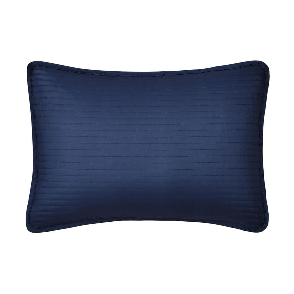 Dalton Navy Polyester Solid Boudoir Decorative Throw Pillow 13 In. L X 19 I