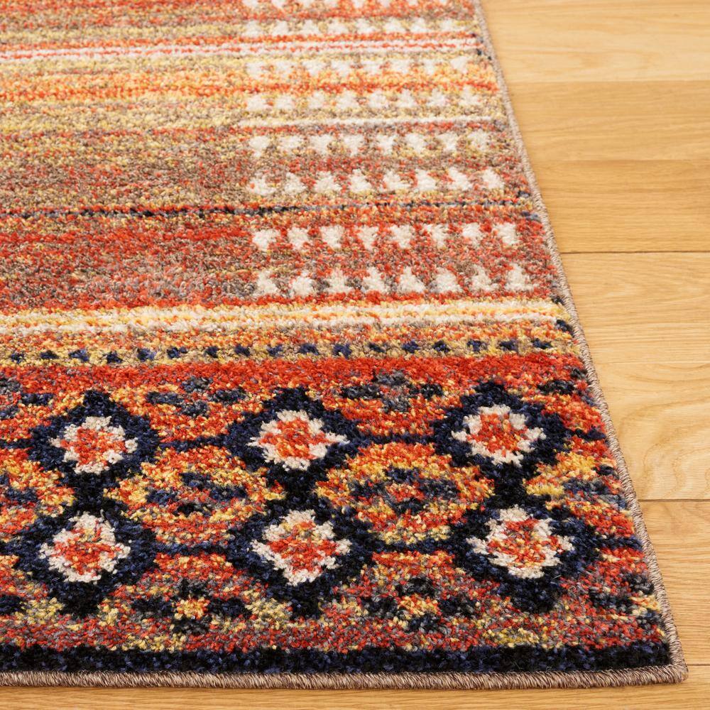 Ivory Geometric 4' x 6' Stain-Resistant Synthetic Area Rug