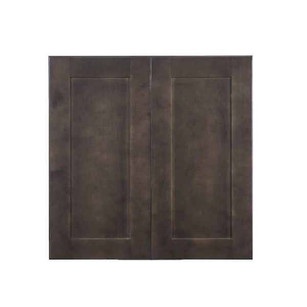 LIFEART CABINETRY Lancaster Shaker Assembled 27 in. x 30 in. x 12 in. Wall Cabinet with 2 Doors 2 Shelves in Vintage Charcoal