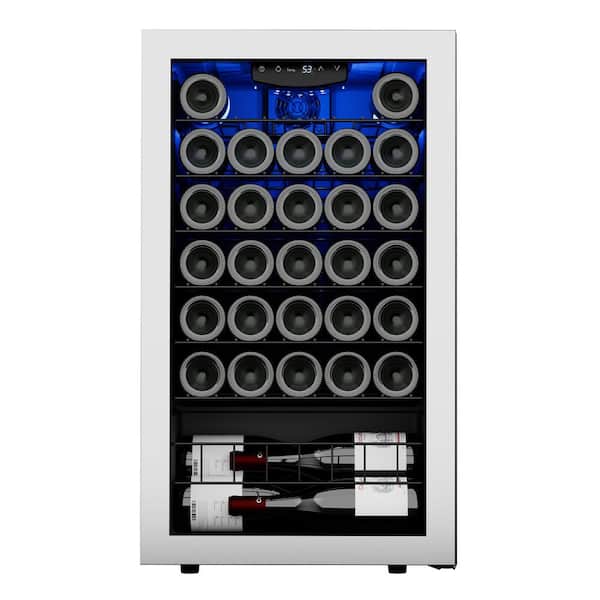 Ca'Lefort 33-Bottle Single Zone Compressor Wine Cooler Refrigerator Mini Fridge Cellar Cooling Unit in Stainless Steel Low Noise