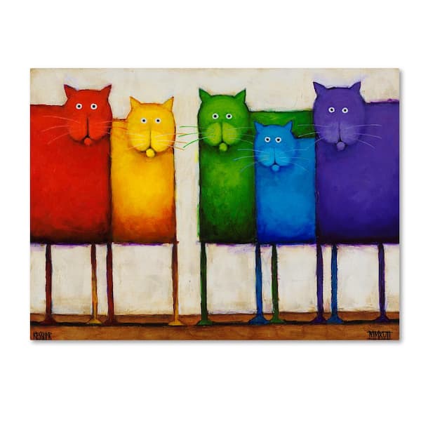 Trademark Fine Art 14 in. x 19 in. "Rainbow Cats" by Daniel Patrick Kessler Printed Canvas Wall Art