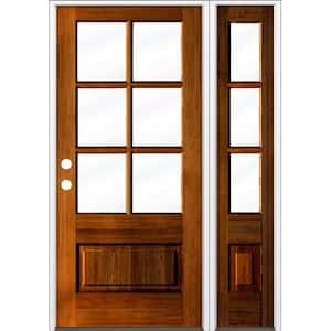50 in. x 80 in. Farmhouse 3/4 LiteRed Chestnut Stain Right-Hand/Inswing Douglas Fir Prehung Front Door Right Sidelite