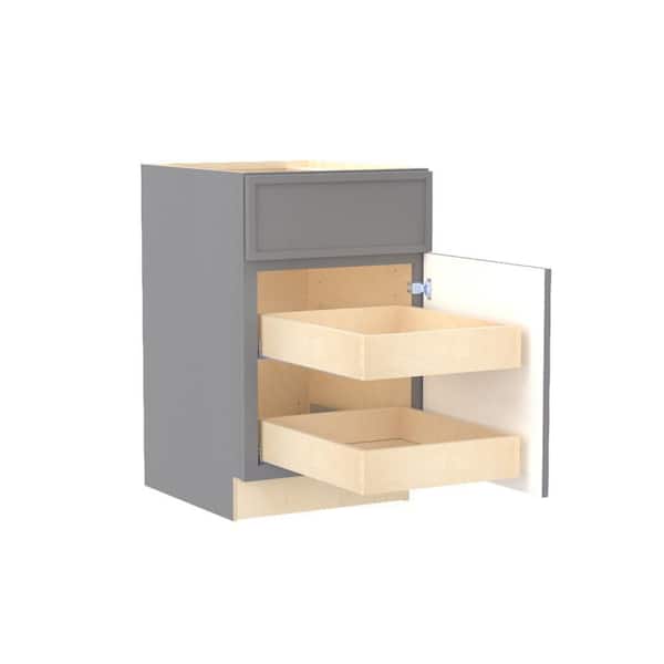 Home Decorators Collection Franklin 21 in. W x 24 in. D x 34.5 in. H Assembled Plywood Base Kitchen Cabinet in Veiled Gray with 2-Rot Soft Close RH