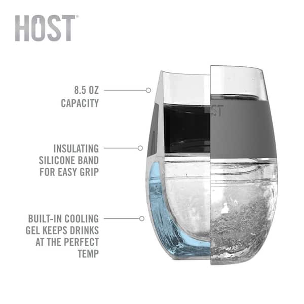 HOST Freeze Insulated Martini Cooling Cups, Plastic Freezer  Gel Chiller Double Wall Stemless Cocktail Glass Set of 2, 9 oz, Grey: Martini  Glasses