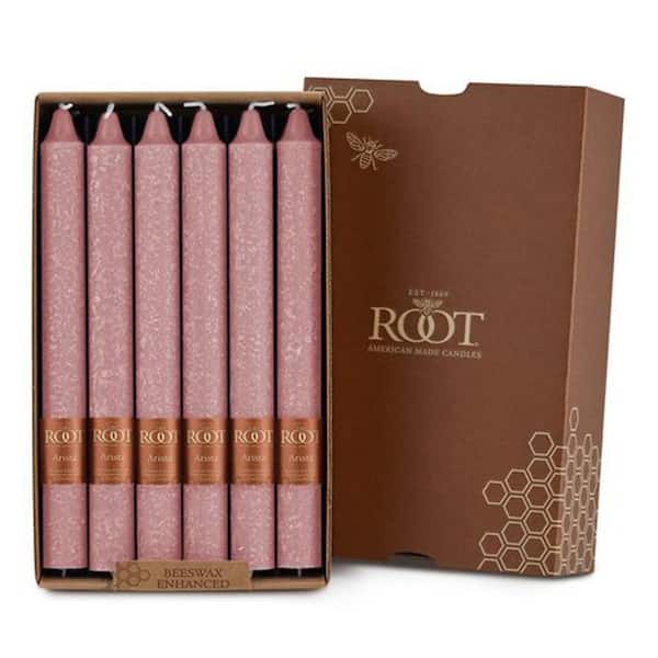 Timberline Arista 9 in. Dusty Rose Unscented Taper Candle (Box of 12)