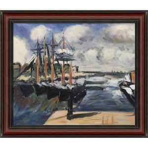 Four Boats Side by Side in the Harbor by Henri Matisse Grecian Wine Framed Nature Oil Painting Art Print 25 in. x 29 in.