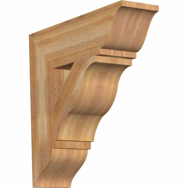 Ekena Millwork 6 in. x 22 in. x 22 in. Western Red Cedar Funston Traditional Rough Sawn Bracket