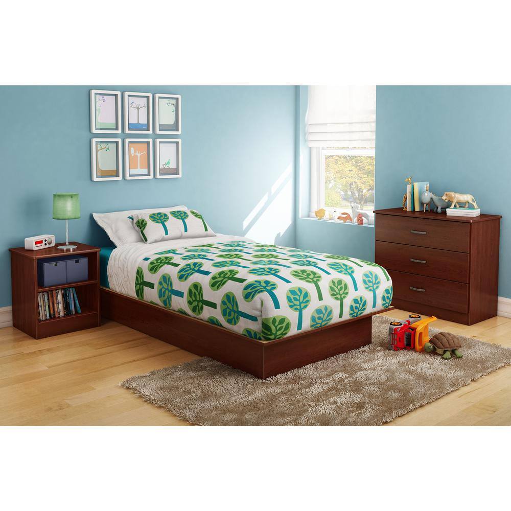 Royal Cherry Twin Wood Platform Bed with Drawer
