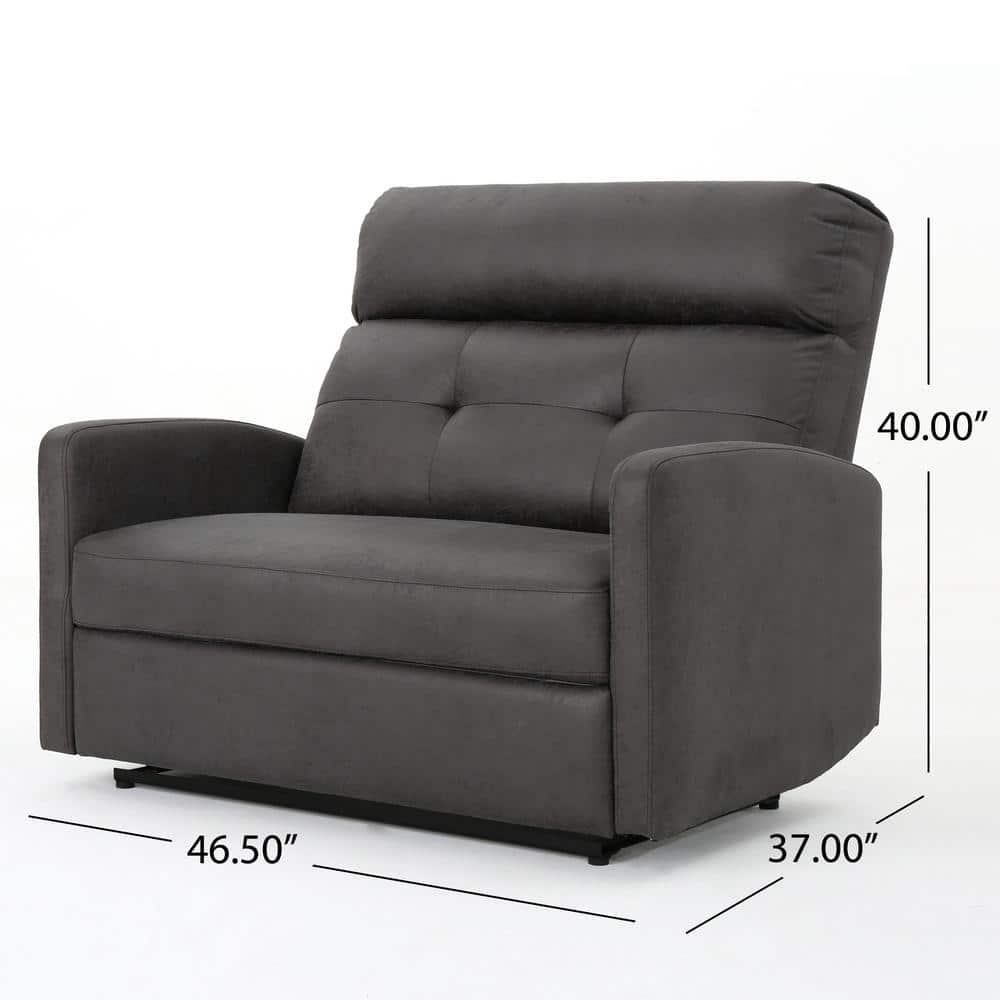 Slate Gray Microfiber 2-Seater Recliner with Wood Frame