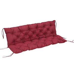 59 in. x 39 in. Outdoor Tufted Bench Cushion 3-Seater Replacement for Swing Chair Patio Sofa/Couch with Backrest Red