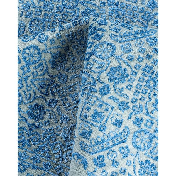 Ikat 8 ft. x 10 ft. Purple Abstract Silk Indoor Area Rug