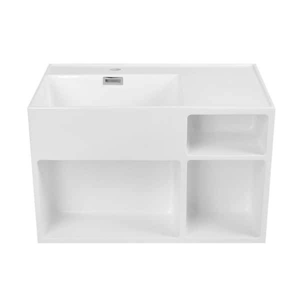 Streamline 25.6 in. W x 17.7 in. D x 15.7 in. H Vanity in Glossy White with White Solid Surface Resin Top with White Basin