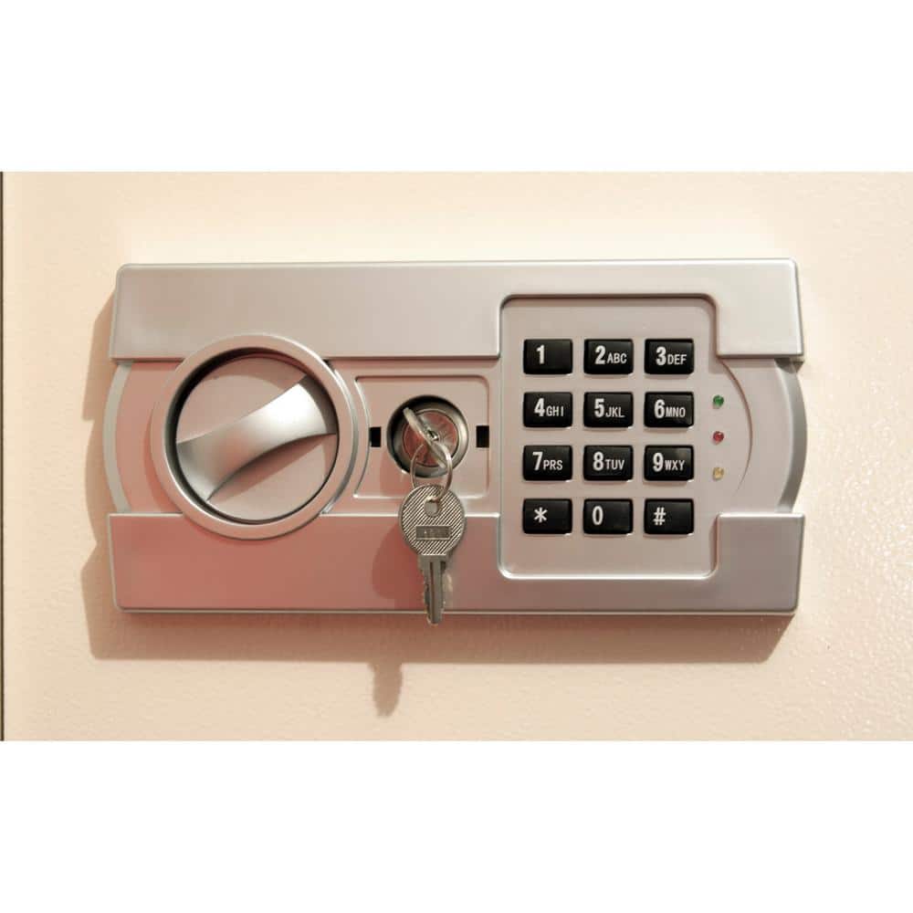 Small Beige Steel Wall Safe with Electronic Lock
