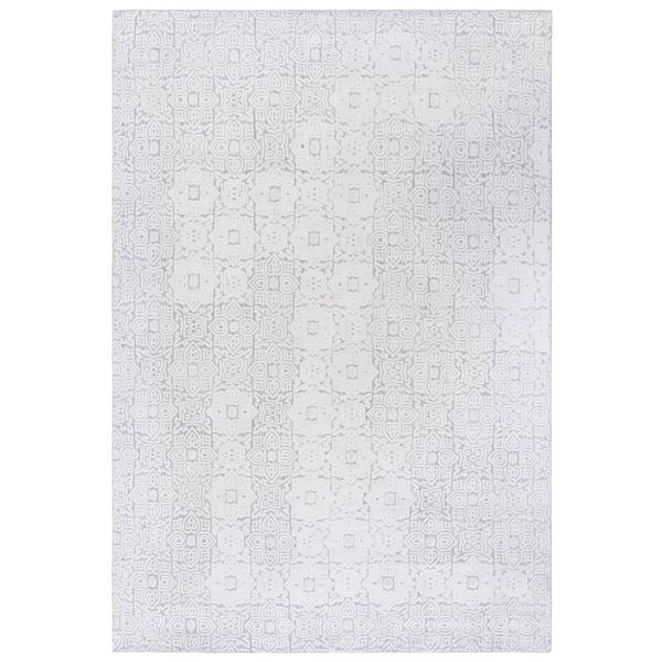Mirage 6 ft. x 9 ft. Silver High-Low Geometric Trellis Area Rug