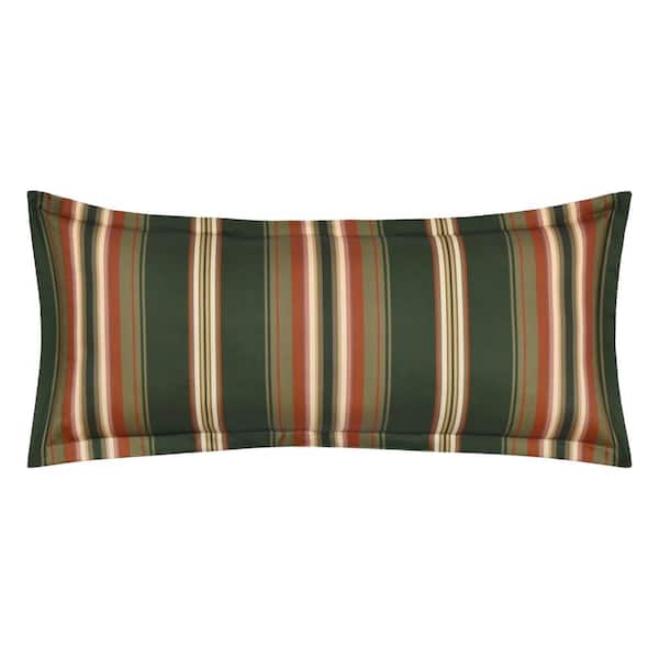 Brianna Forest Cotton Stripe Bolster Decorative Throw Pillow 15 In. L X 30 In. W