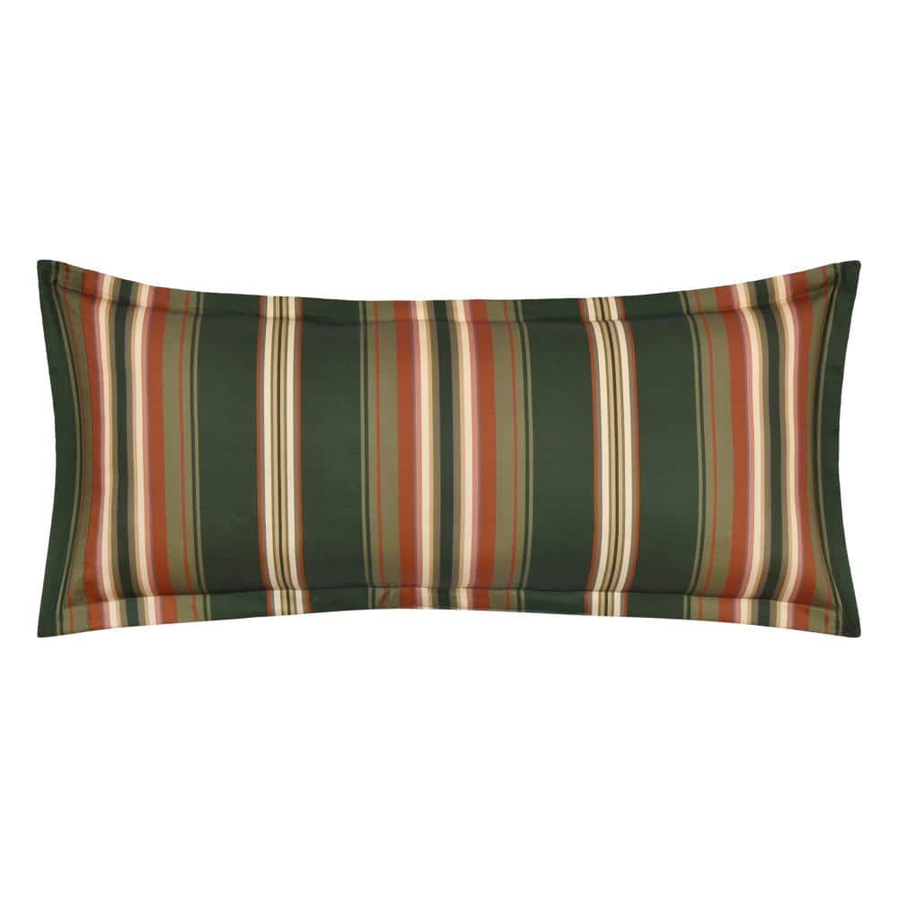 Brianna Forest Cotton Stripe Bolster Decorative Throw Pillow 15 In. L X 30 