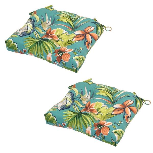 Hampton Bay Fantastic Orchid Tufted Outdoor Seat Cushion (2-Pack)
