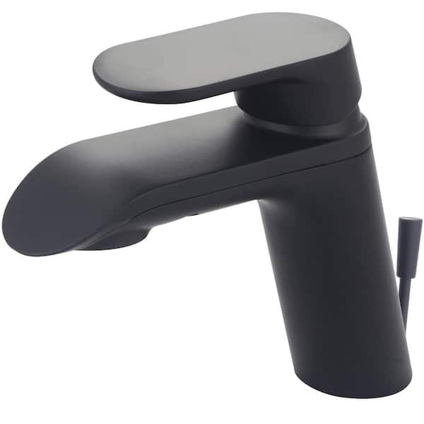 Single Handle Single Hole Bathroom Faucet in Matte Black