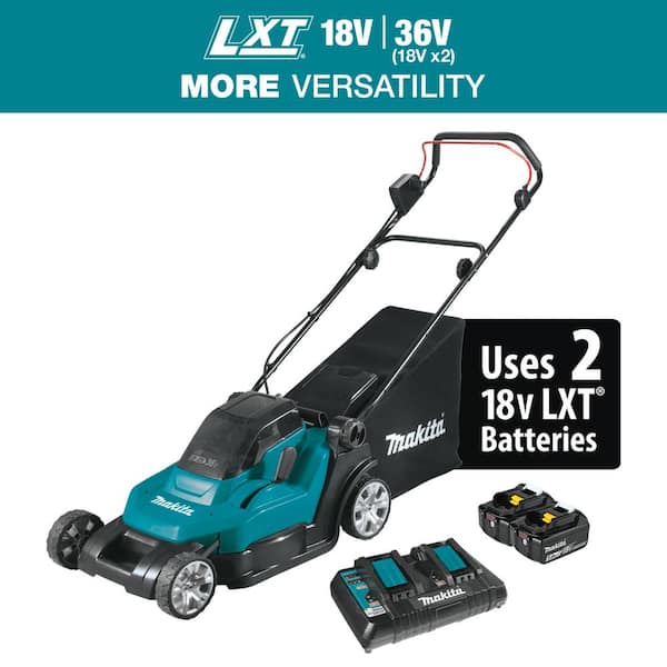 Makita 18V X2 36V LXT Lithium Ion Cordless 17 in. Walk Behind Residential Lawn Mower Kit 5.0Ah XML05PT