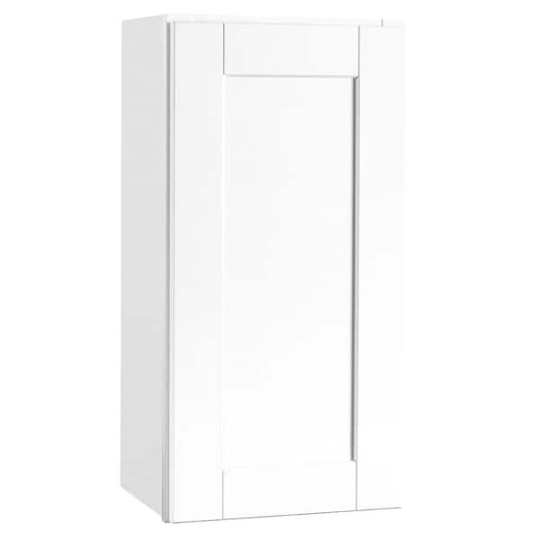Hampton Bay Shaker 15 in. W x 12 in. D x 30 in. H Assembled Wall Kitchen Cabinet in Satin White