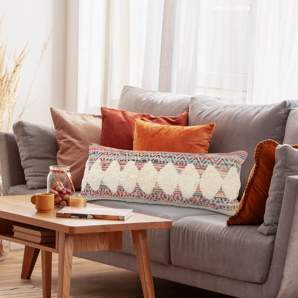 Ox Bay Cailee Diamond Chevron Throw Pillow, 14" x 36" Reactangle, Multi-color & White, Count per Pack 1