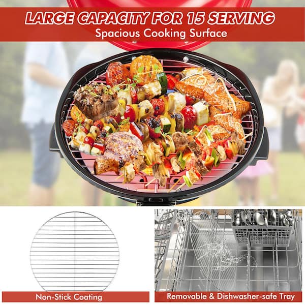 Costway Portable 1600-Watt BBQ Electric Grill in Red