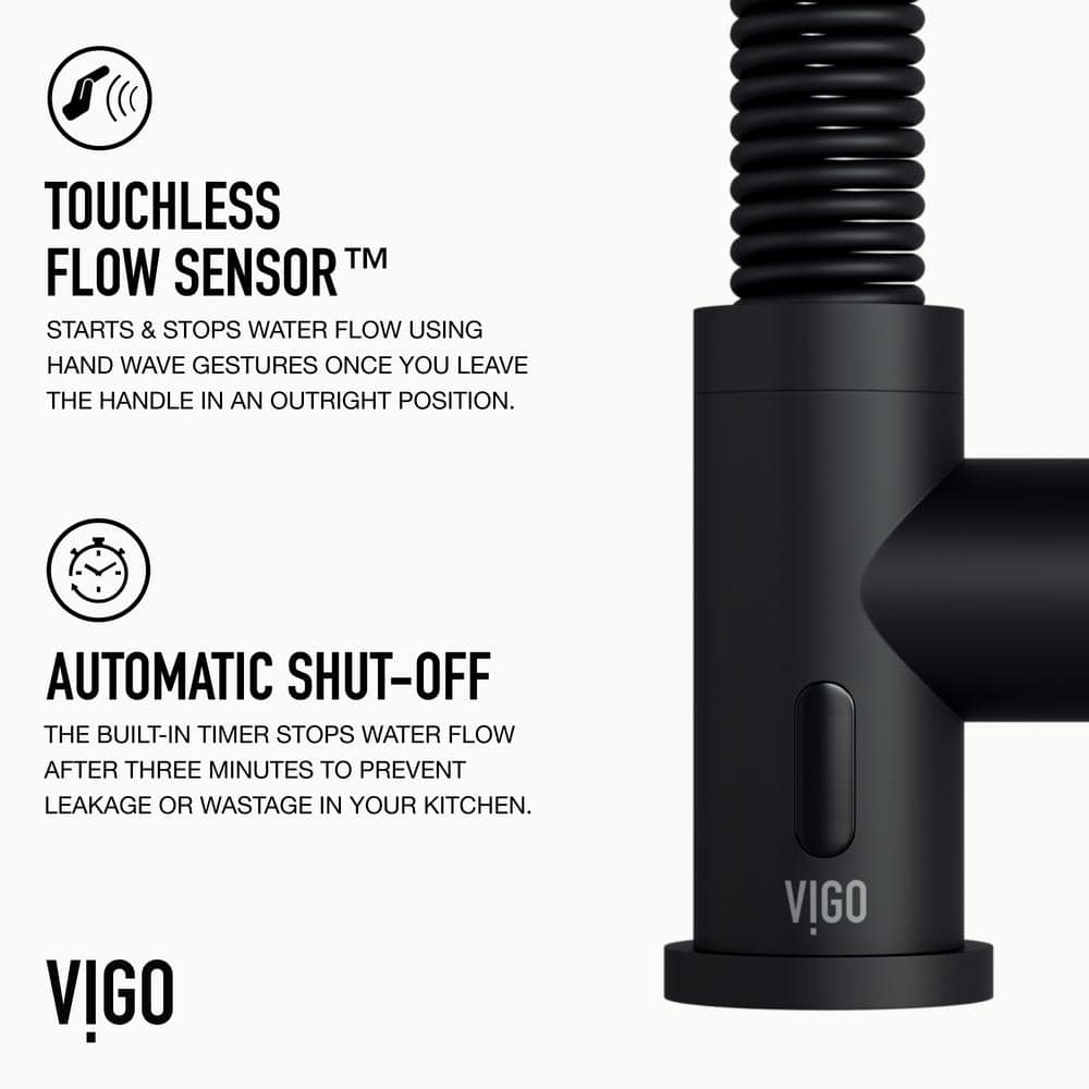 Matte Black Brass Touchless Pull-Down Kitchen Faucet with Spray