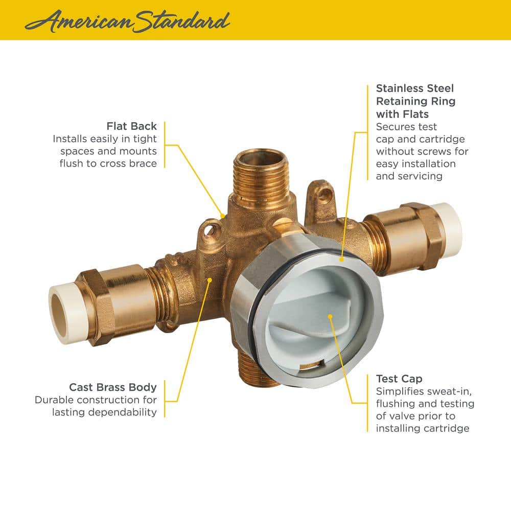 Universal Brass Shower Rough-In Valve with CPVC Inlets