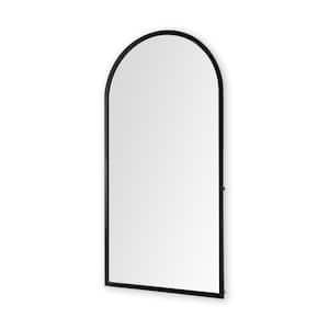 Giovanna 1.2 in. W x 49 in. H Black Metal Frame Rounded Arch Vanity Mirror
