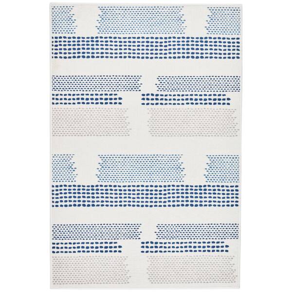 Tread Lightly Machine Washable Navy 6 ft. x 9 ft. Indoor Area Rug
