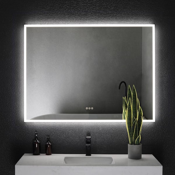 niveal 48 in. W x 36 in. H Rectangular Frameless LED Wall Bathroom ...