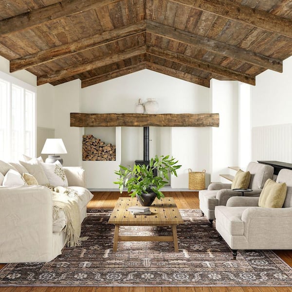 3 ft. x 8 ft. Taupe Redwood Vintage Machine Washable Floral Indoor Runner Rug