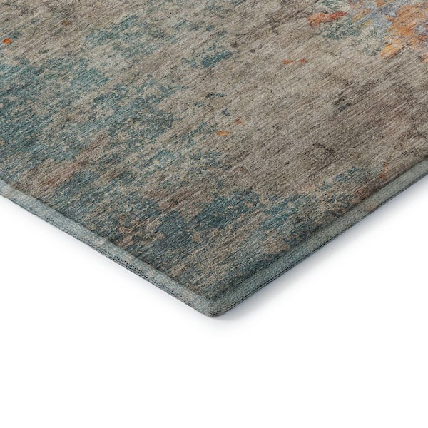 Mayfield Premium Machine Washable Abstract AMF1297 Teal 2 ft. x 3 ft. Area Rug