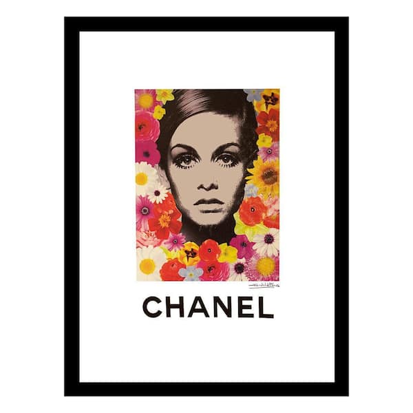 VENICE BEACH Collections Vintage Twiggy in Flowers by Fairchild Paris Framed Graphic Print People Poster Art Print 18 in. x 14 in.