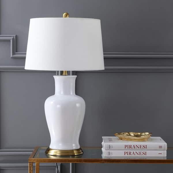 JONATHAN Y Julian 29 in. White/Gold Ceramic Table Lamp JYL4026A