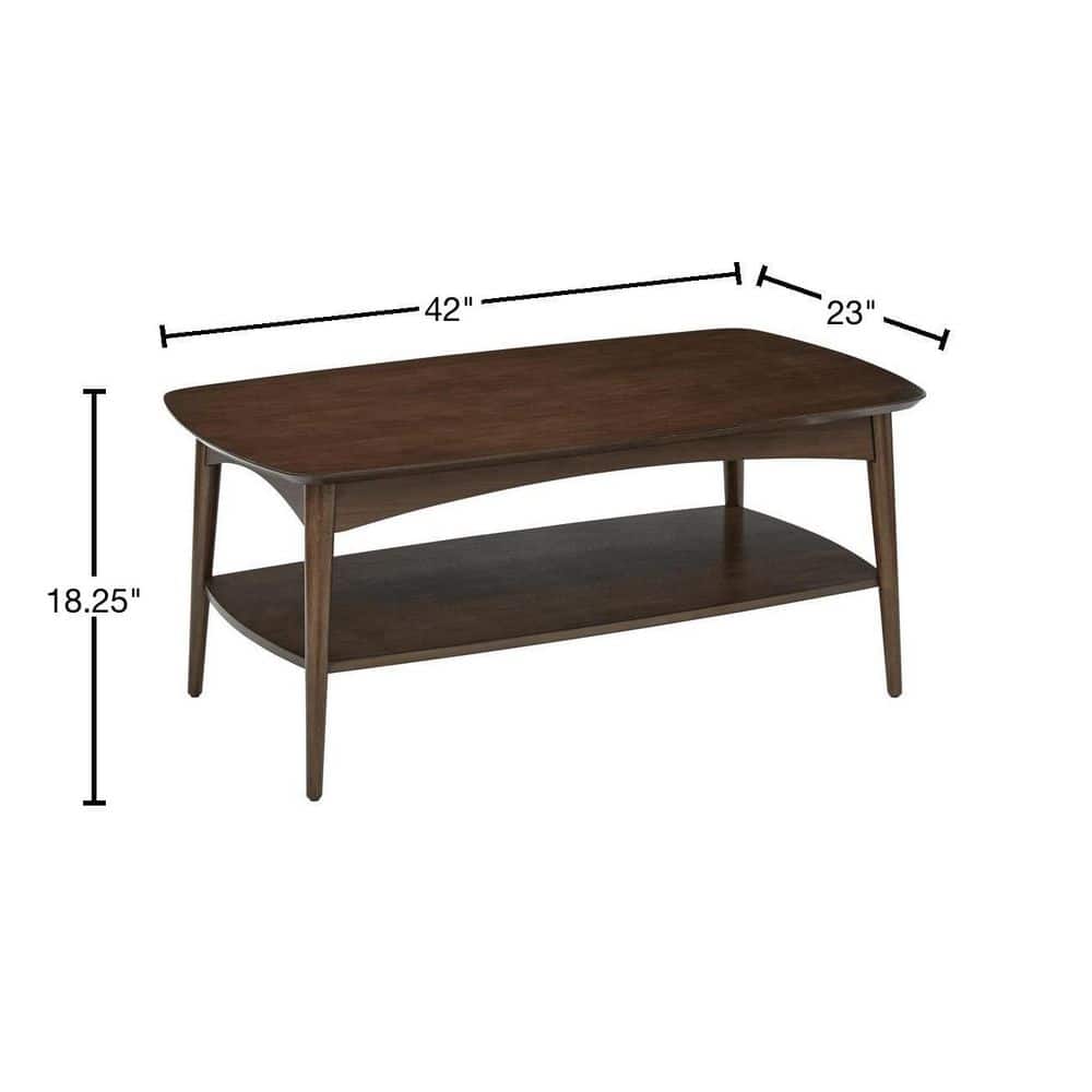 Copenhagen Mid-Century Walnut Rectangular Coffee Table with Storage