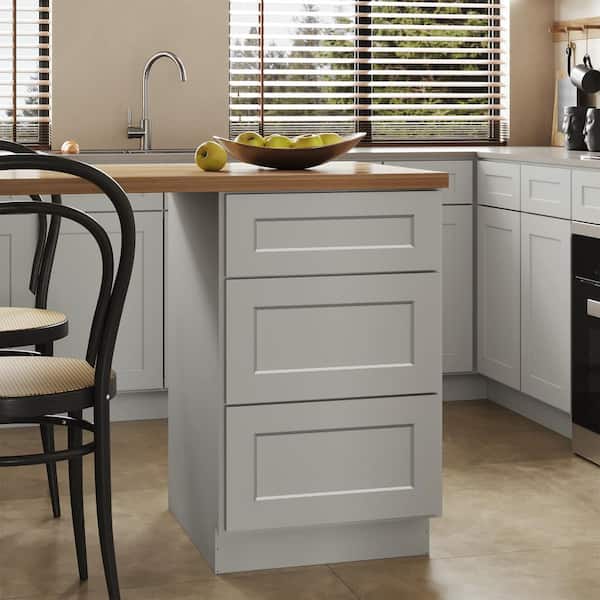 Hausvita 21 in. W x 24 in. D x 34.5 in. H Ready to Assemble Plywood Base Kitchen Cabinet with 3-Drawers in Shaker Dove