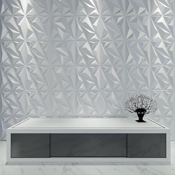 Art3d Decorative 3D Wall Panels in Diamond Design, 12x12 Matt White (33 Pack) A10315