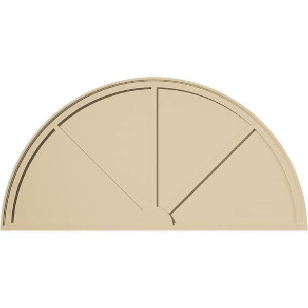 Ekena Millwork 62 in. W x 31 in. H x 2 in. P Half Round 3 Spoke Signature Urethane Pediment, Primed Tan