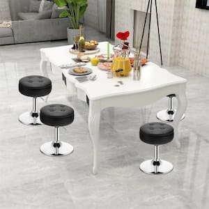 Vanity Stool Adjustable 360° Swivel Storage Makeup Chair w/Removable Tray Black(Set of 2)