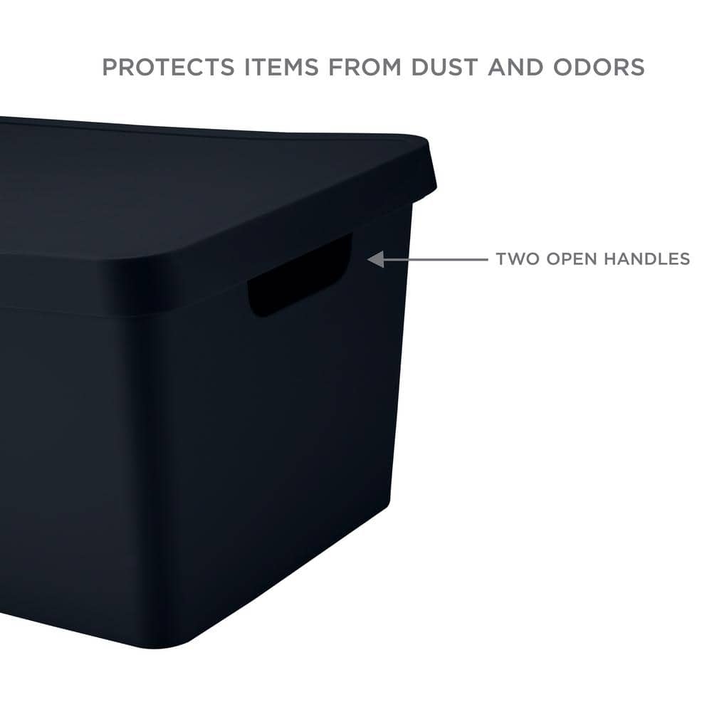 Charcoal Polypropylene Stackable Storage Box with Lid
