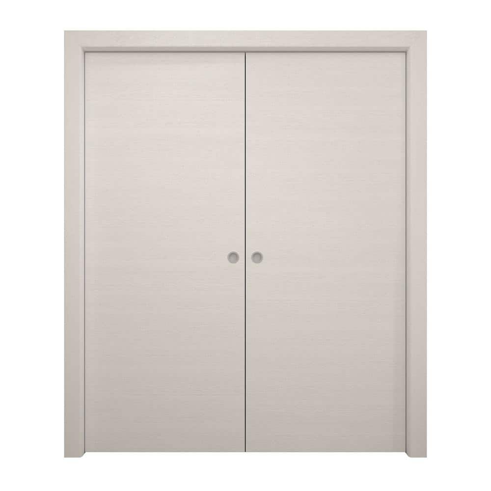 48 in. x 84 in. Painted White Oak Solid Wood Double Pocket Doors with Hardware price history on PriceWatchPro
