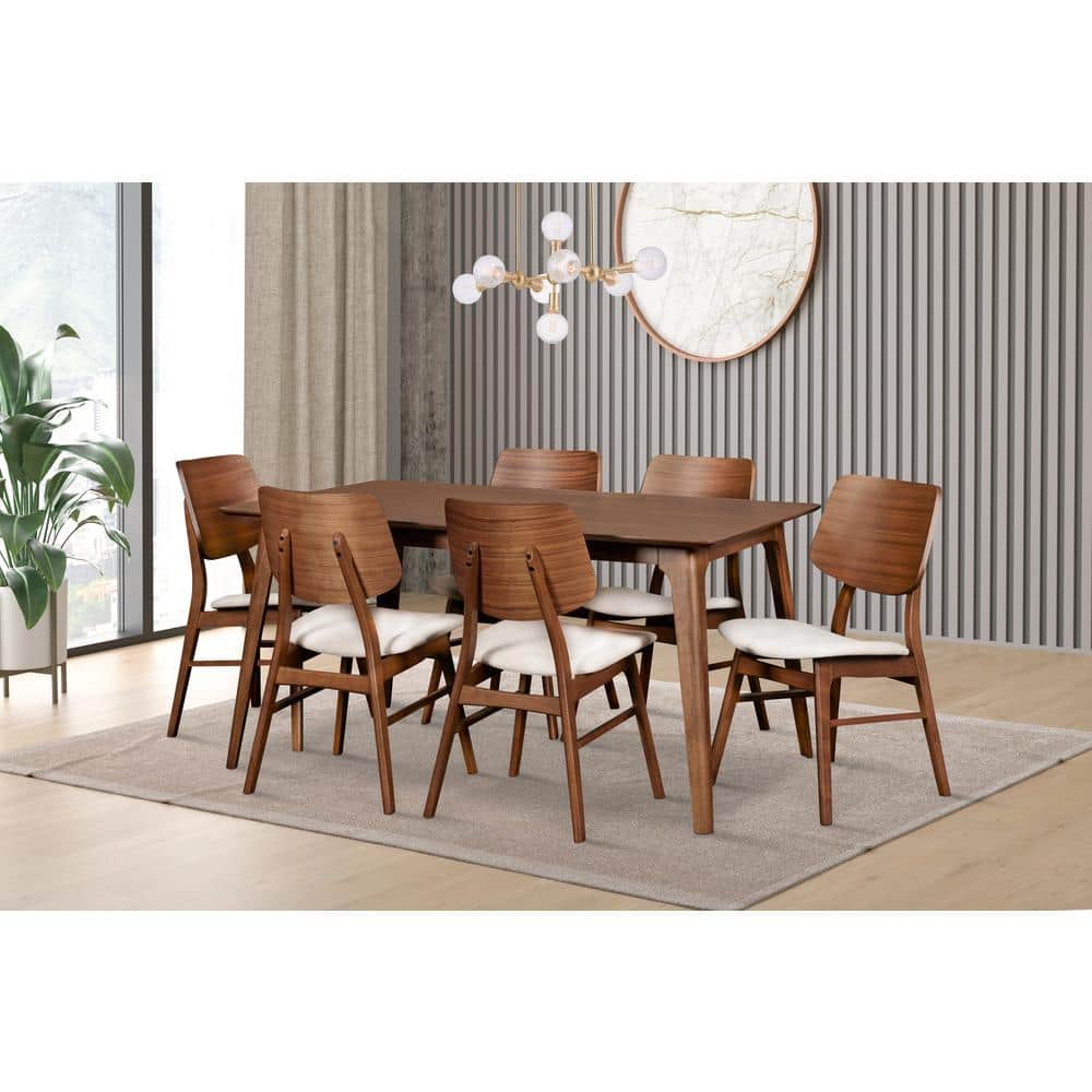 Oscar Mid-Century Walnut Dining Table Set with 6 Chairs