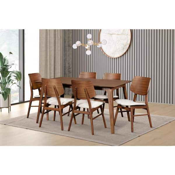 NEW CLASSIC HOME FURNISHINGS New Classic Furniture Oscar 7-Piece Wood Top Rectangle Dining Set, Walnut